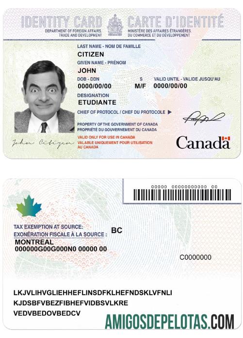 Canada Identity Card amostra